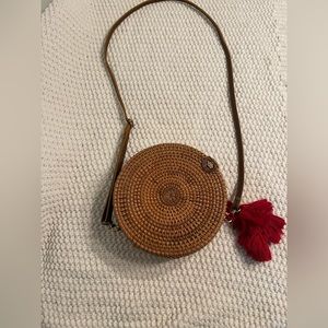 Handwoven round rattan bag